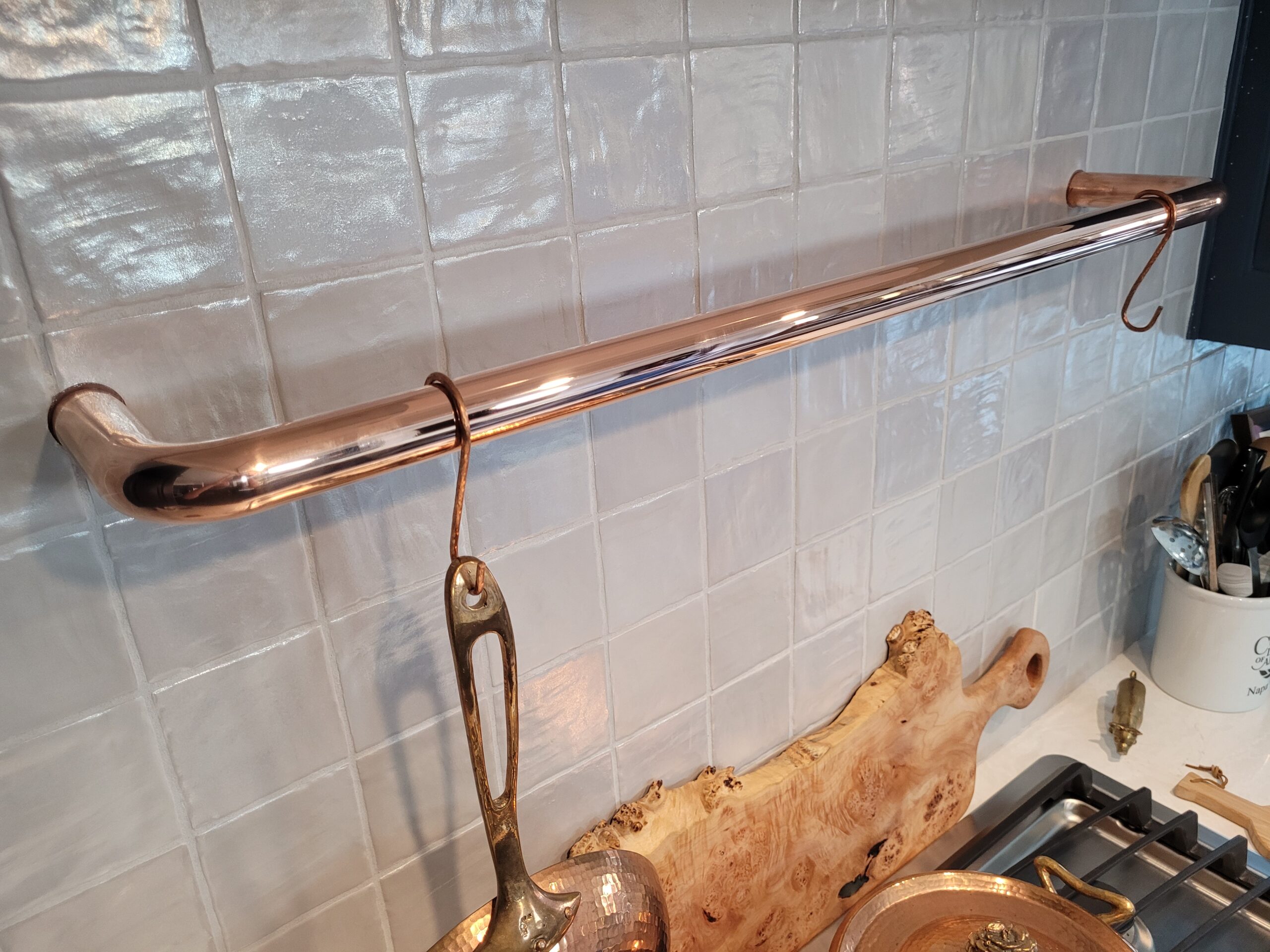 Deluxe Built copper plated pot rack