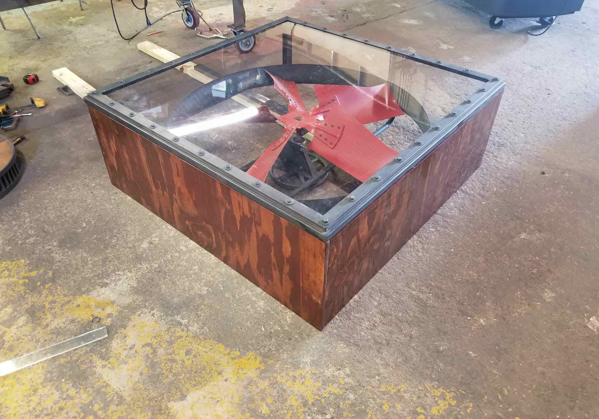 Deluxe Built industrial fan metal coffee table