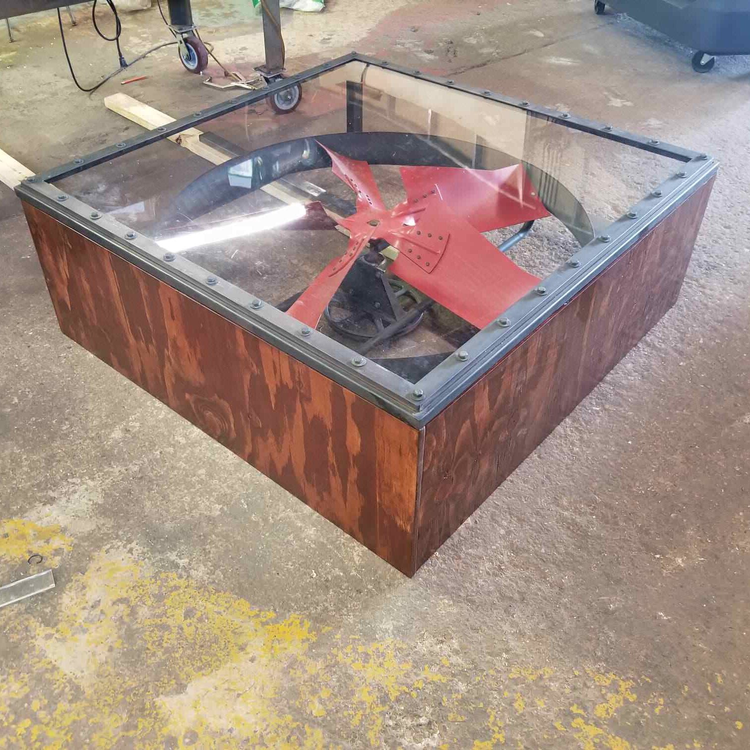 Deluxe Built industrial fan metal table