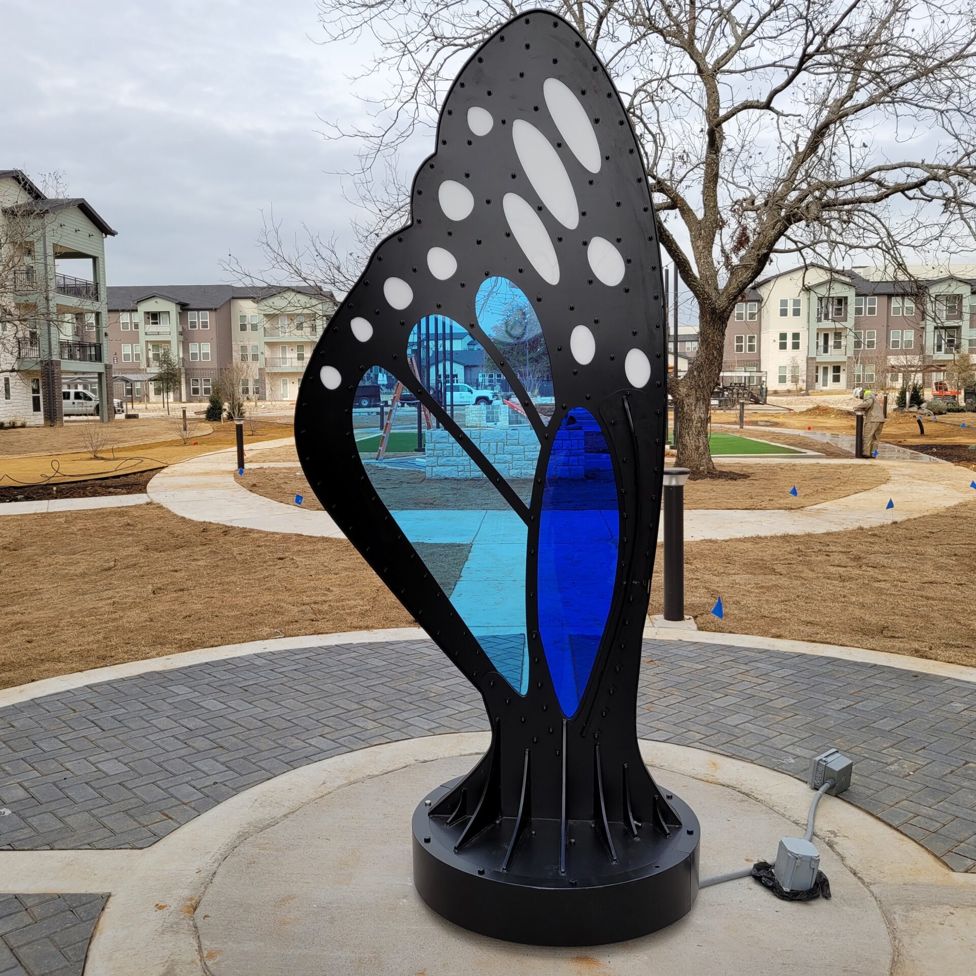 Custom metal fabricated butterfly wing sculpture