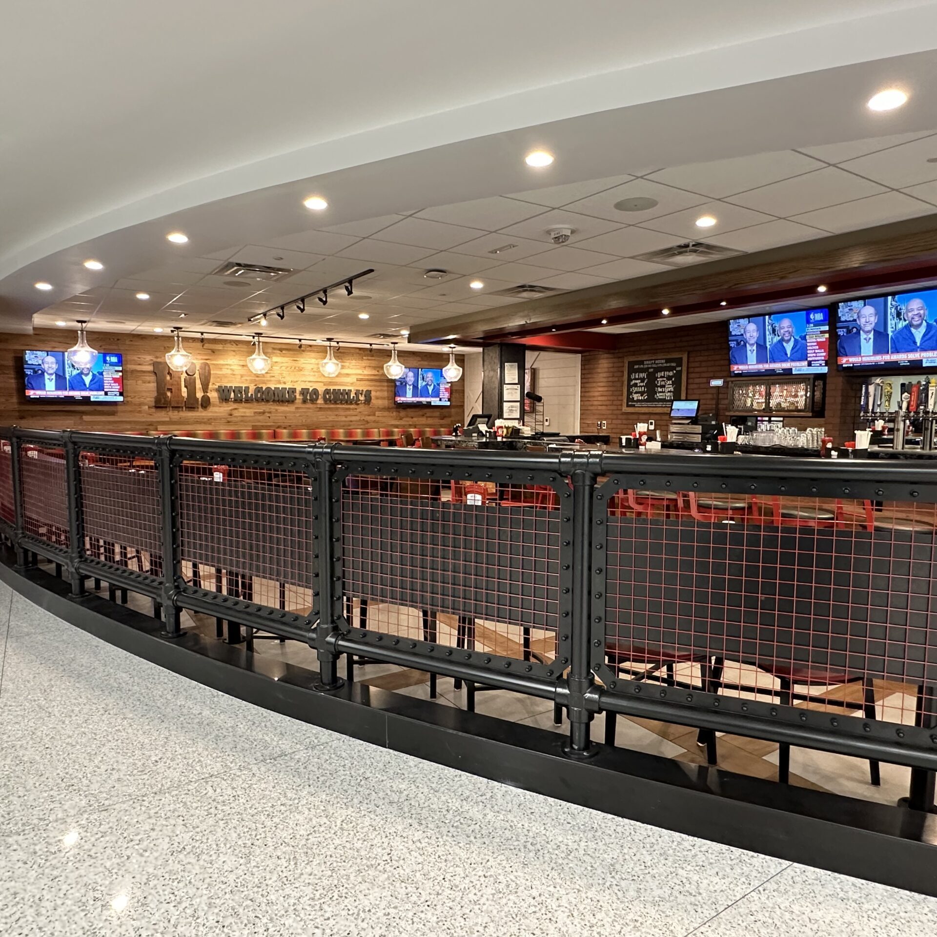 Deluxe Built Fabrication Chili's metal fabricated eating railing